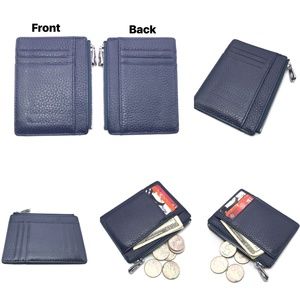 Leather Wallet Card Holder ,Coin Purse - Dark Blue